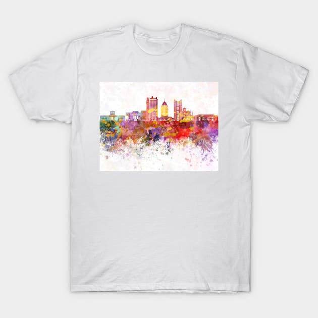 Columbus V2 skyline in watercolor background T-Shirt by PaulrommerArt